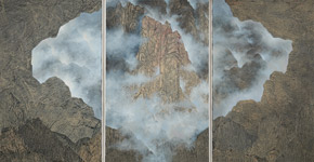 via della pace&nbsp;&nbsp; Acryllasuren auf Leinwand &nbsp;&nbsp;2022&nbsp;&nbsp;&nbsp;&nbsp;3-teilig&nbsp;&nbsp; 190 cm x 360 cm