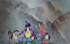 steinüberblüht &nbsp;&nbsp;Acryllasuren auf Leinwand &nbsp;&nbsp;2025&nbsp;&nbsp; 120cm x 190cm